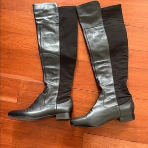 Black Leather Knee-High Boots